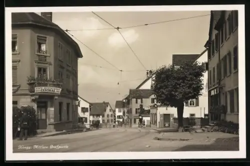 AK Höngg, mittlere Dorfpartie mit Cafe-Restaurant Central