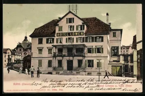 AK Rüti /Zürich, Hotel Löwen und Villa Hess