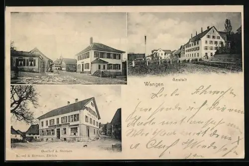 AK Wangen /Zürich, Anstalt, Gasthof z. Sternen, Strassenpartie