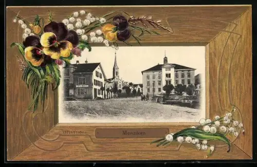 Präge-AK Menziken, Ortspartie mit Blick zur Kirche