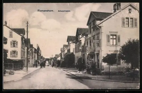 AK Romanshorn, Alleestrasse mit Gasthaus zum Hirschen