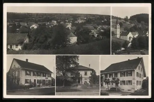AK Künten, Gesamtansicht, Blick zur Kirche, Strassenpartie