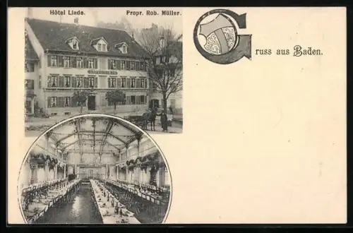 AK Baden /Aargau, Hotel Linde, Propr. Rob. Müller