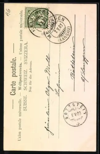 AK Mellingen, Strassenpartie, Kirche und Ortsansicht, Edelweiss und Alpenveilchen