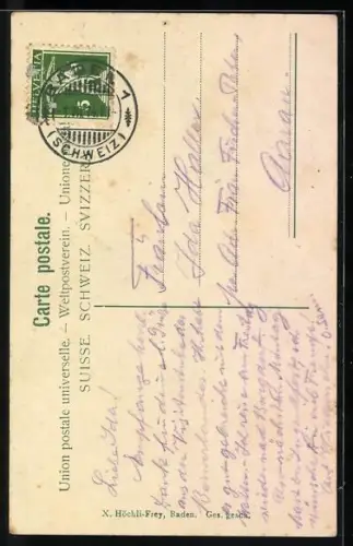 AK Baden, Casino, Villen Römerburg und Langmatt, Der Stein und der Schartenfels, Kleeblatt-Passepartout