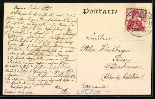 AK Lugano, Villa und Pension Stauffer, Entrée
