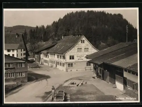 AK Saland, Dorfplatz mit Gasthof zur Krone
