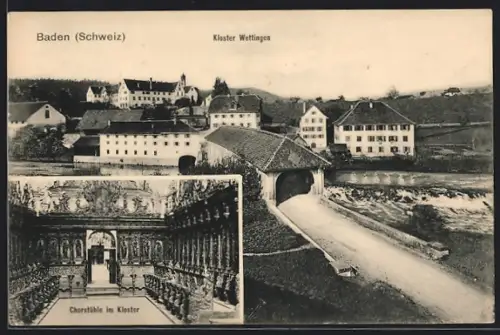 AK Baden, Blick auf das Kloster Wettingen, Chorstühle im Kloster