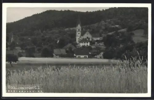 Foto-AK Wohlenschwil, Blick zur Kirche von Kornfeld aus