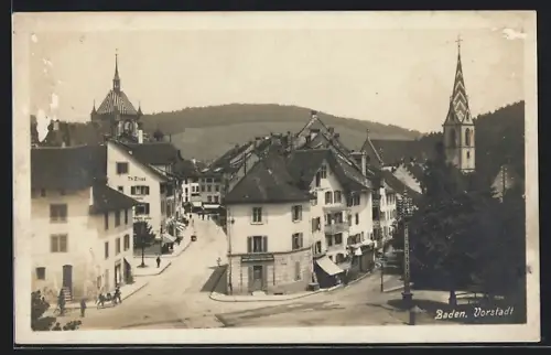 AK Baden, Strassenpartie in der Vorstadt