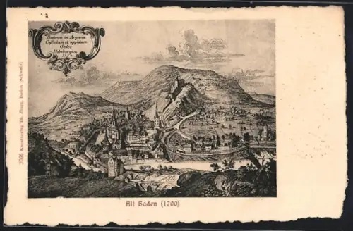 AK Baden, Historische Ansicht von Alt-Baden 1700