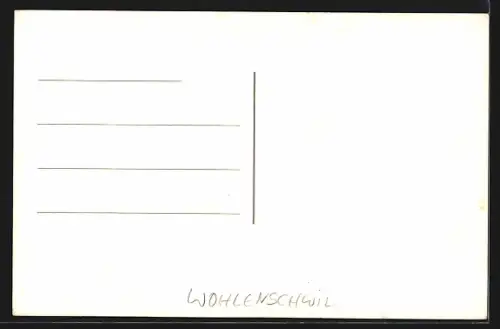 AK Wohlenschwil, Blick auf die verschneite Kirche mit Mond, Neujahrskarte