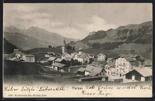 AK Parpan, Panoramablick von der Bergwiese