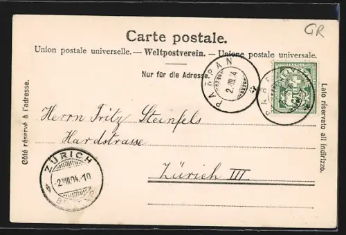 AK Parpan, Panoramablick von der Bergwiese