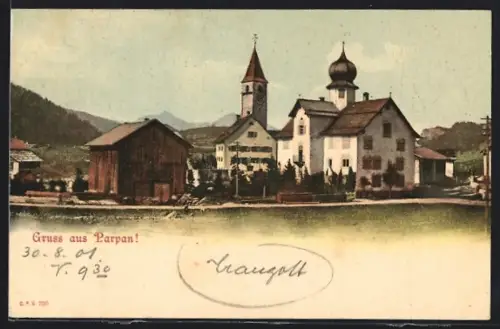 AK Parpan, Ortsansicht mit Kirche