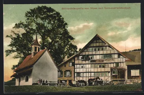 AK Stoos /SZ, Schlachtkapelle und Sommerwirtschaft am Stoos