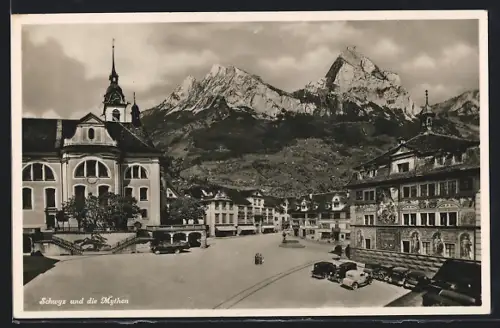 AK Schwyz, Stadtplatz mit Mythen