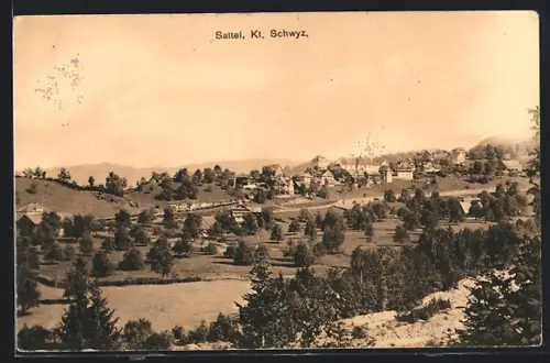 AK Sattel /Schwyz, Ortsansicht mit Umgegend