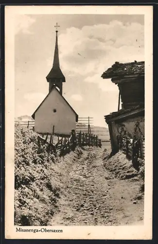 AK Obersaxen, Misanenga, Ortspartie mit Kirche