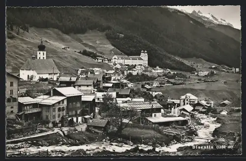 AK Disentis, Teilansicht mit Kirche