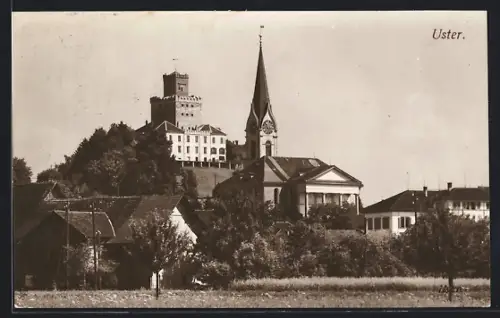 AK Uster, Ortspartie mit Kirche