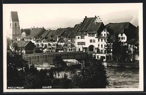 AK Mellingen, Blick zur Brücke 1929