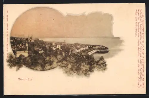 AK Neuchâtel, Panorama, Reklame für Nervenkraft-Elixier von Dr. Krüsi