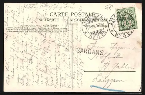 AK Filisur /Albula-Bahn, Teilansicht mit der Ruine Greifenstein