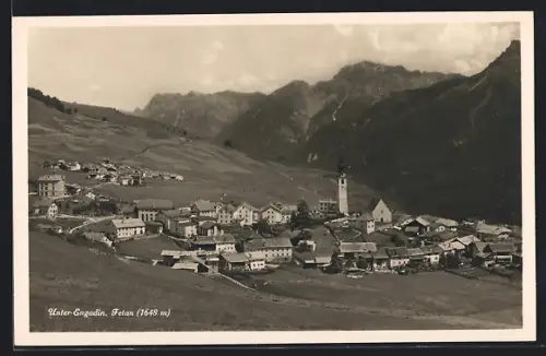 AK Fetan /Unter-Engadin, Teilansicht mit Bergen