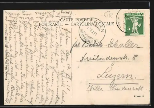 AK Fetan, Ortsansicht mit Kirche aus der Vogelschau