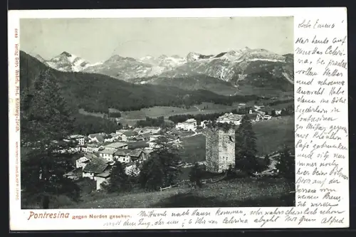 AK Pontresina, der Ort gegen Norden gesehen, um 1900
