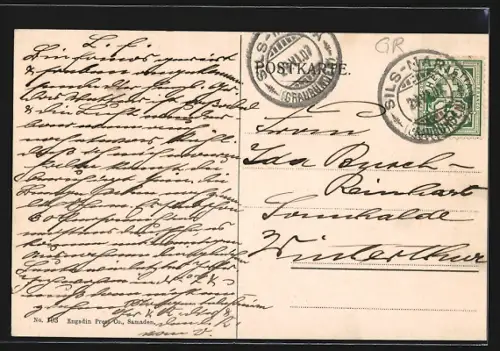 AK Sils-Maria, Teilansicht mit Strassenpartie