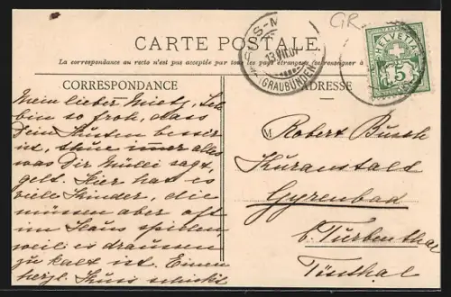 AK Sils, Kirche mit Piz della Margna