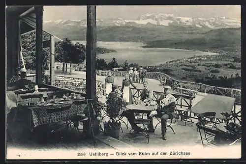 AK Uetliberg, Blick vom Kulm auf den Zürichsee