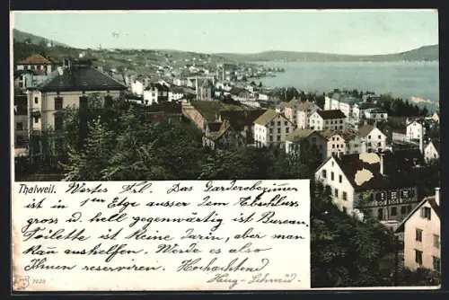 AK Thalwil, Ortspartie mit Blick auf den Zürichsee