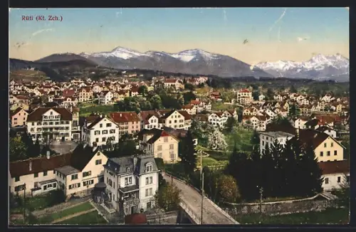 AK Rüti /ZH, Teilansicht mit Strassenpartie
