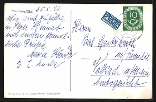 AK Münchberg /Obfr., Denkmal im Ort