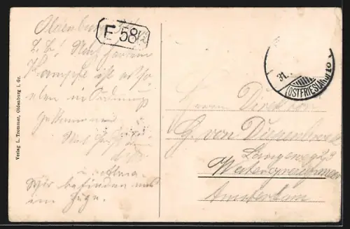 AK Oldenburg / Gr., Strasseneck an der Post