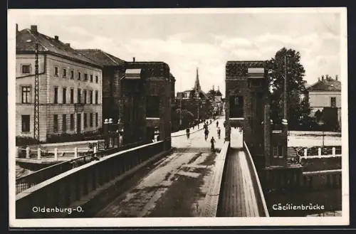 AK Oldenburg /O., Partie auf der Cäcilienbrücke