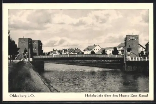 AK Oldenburg i. O., Hebebrücke über den Hunte-Ems-Kanal