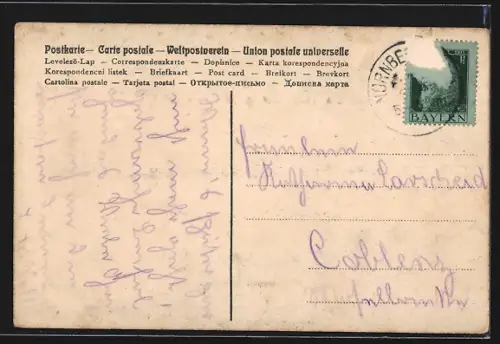 Lithographie Nürnberg, Nürnberger Trichter, Gedicht, Wappen