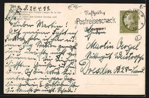 AK Berlin, Strasse Unter den Linden, Ecke Friedrichstrasse