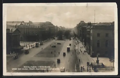 AK Berlin, Staatl. Opernhaus und Universität, Unter den Linden