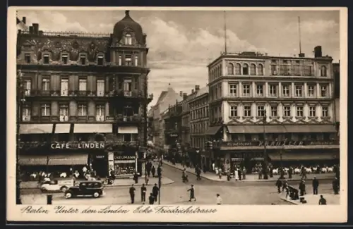 AK Berlin, Café Linden und Konditorei Kranzler, Unter den Linden, Ecke Friedrichstrasse