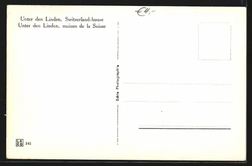 AK Berlin, Friedrichstrasse Ecke Unter den Linden, Haus der Schweiz, Autos