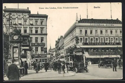 AK Berlin, Victoria Café, Unter den Linden, Ecke Friedrichstrasse