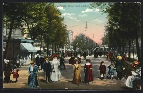 AK Berlin, Unter den Linden mit Kindern
