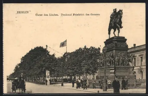 AK Berlin, Denkmal Friedrich des Grossen, Unter den Linden