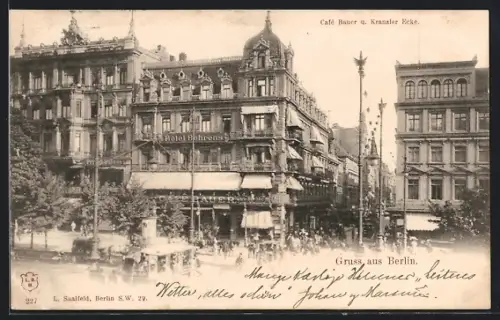 AK Berlin, Café Bauer und Kranzler Ecke, Unter den Linden, Ecke Friedrichstrasse