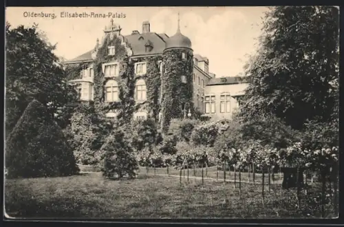 AK Oldenburg / Gr., Elisabeth-Anna-Palais mit Garten